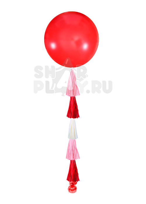 Большой шар гигант, красный (91 см) с тассел гирляндой