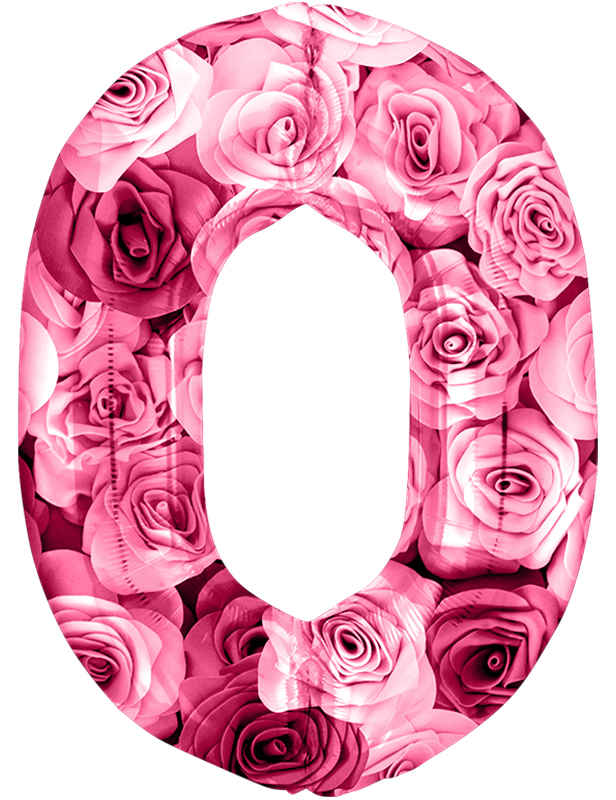 Фольгированная цифра 0 Розы, слим (102 см)