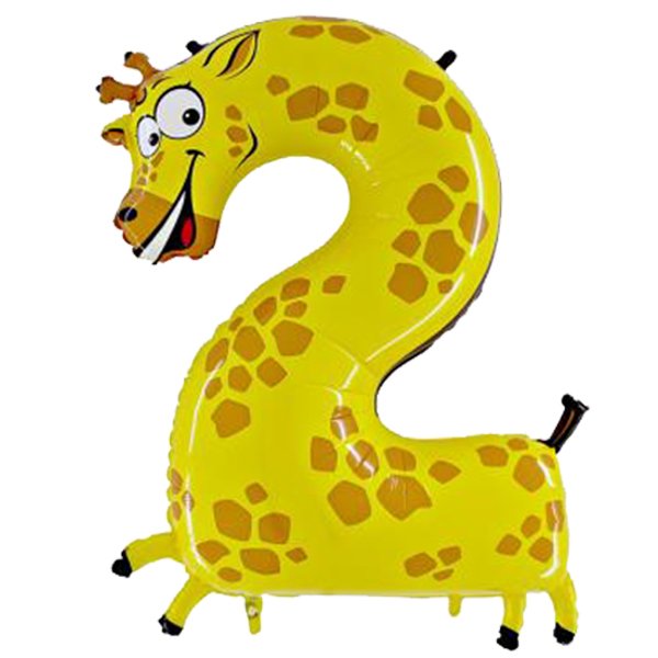 Фольгированная цифра 2 Жираф (91 см)