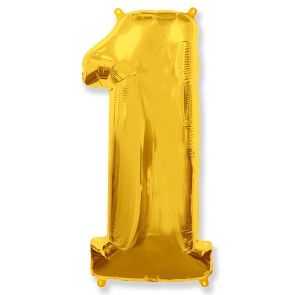 Фольгированная цифра 1 золото (102 см)