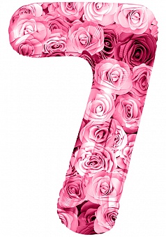 Фольгированная цифра 7 Розы, слим (102 см)
