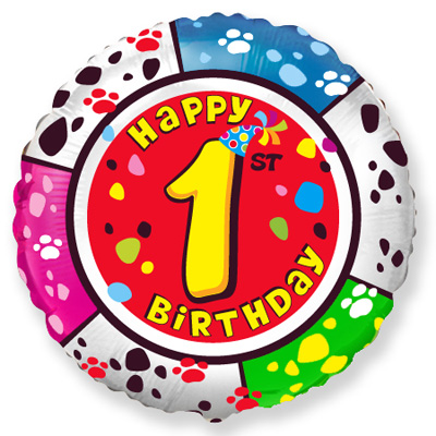 Фольгированная цифра 1 на круге (46 см)