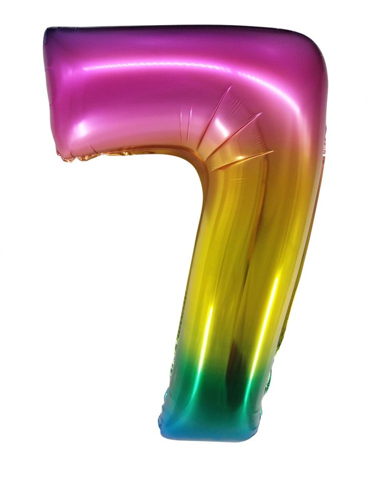 Фольгированная цифра 7 Радужная (86 см)