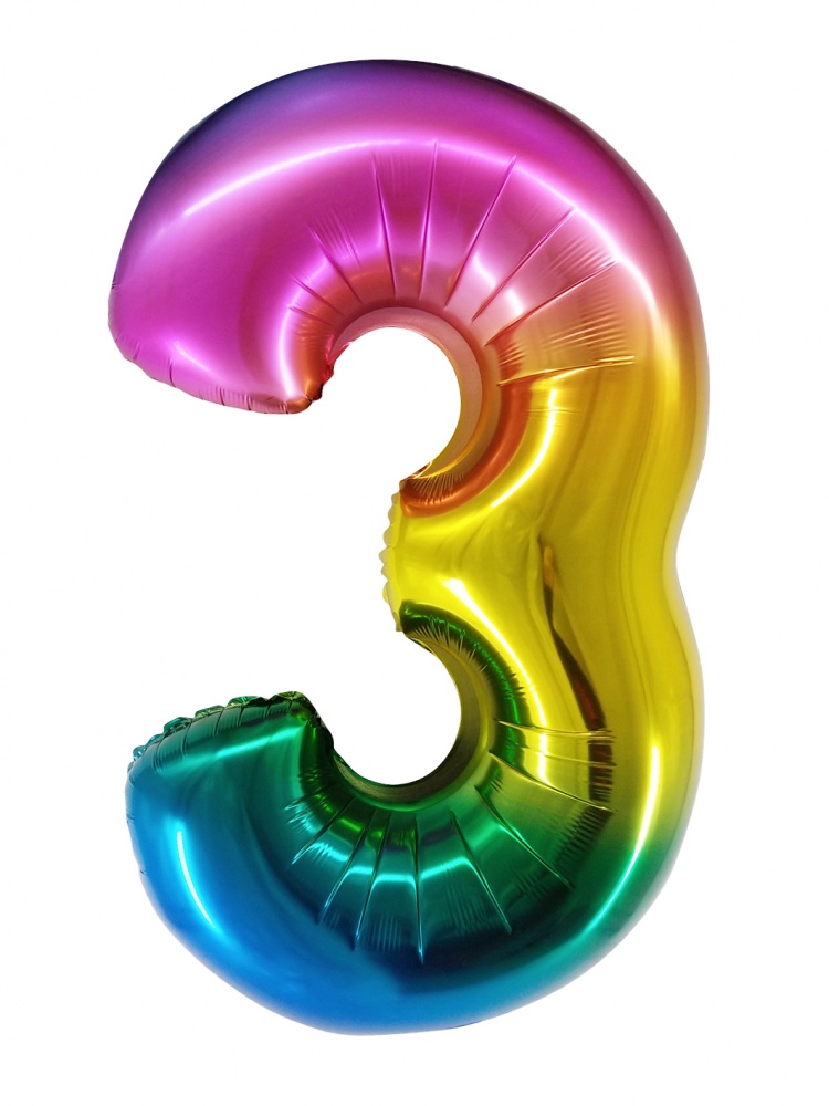 Фольгированная цифра 3 Радужная (86 см)