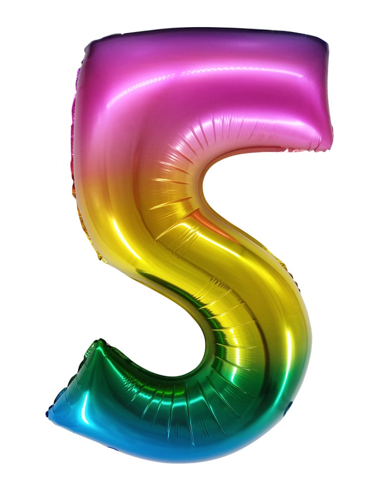 Фольгированная цифра 5 Радужная (86 см)