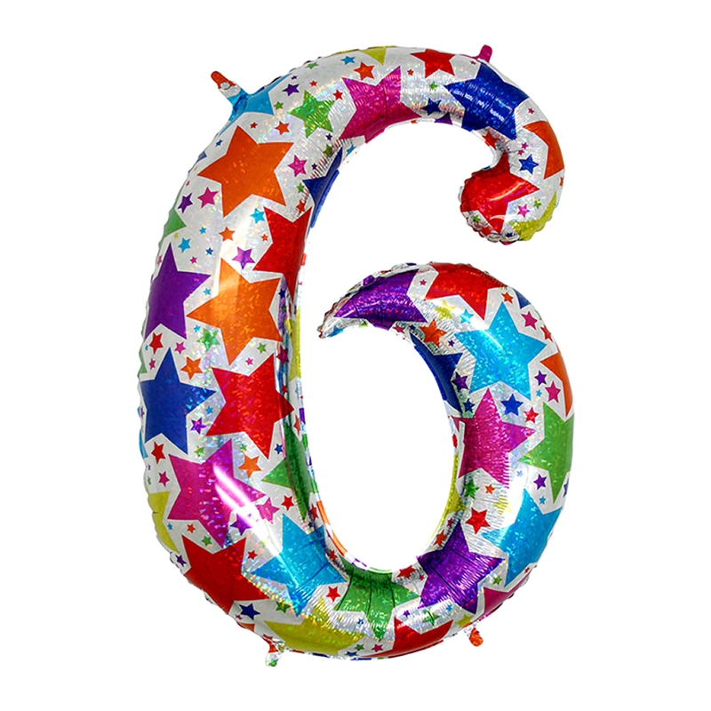 Фольгированная цифра 6 Дизайнерская (102 см)