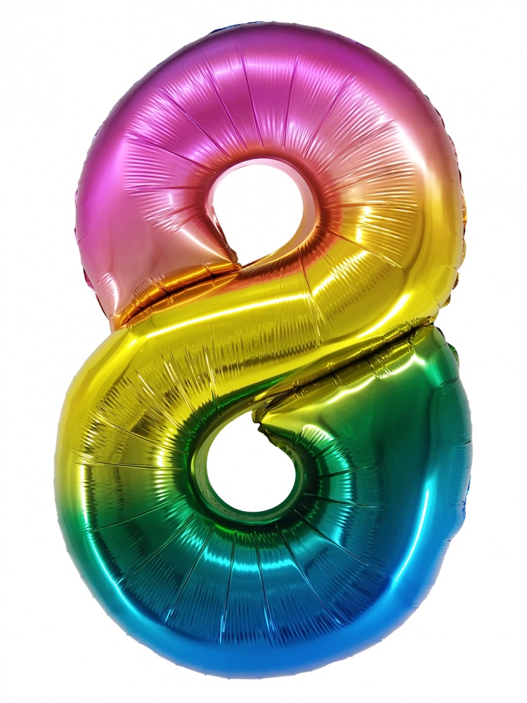 Фольгированная цифра 8 Радужная (86 см)