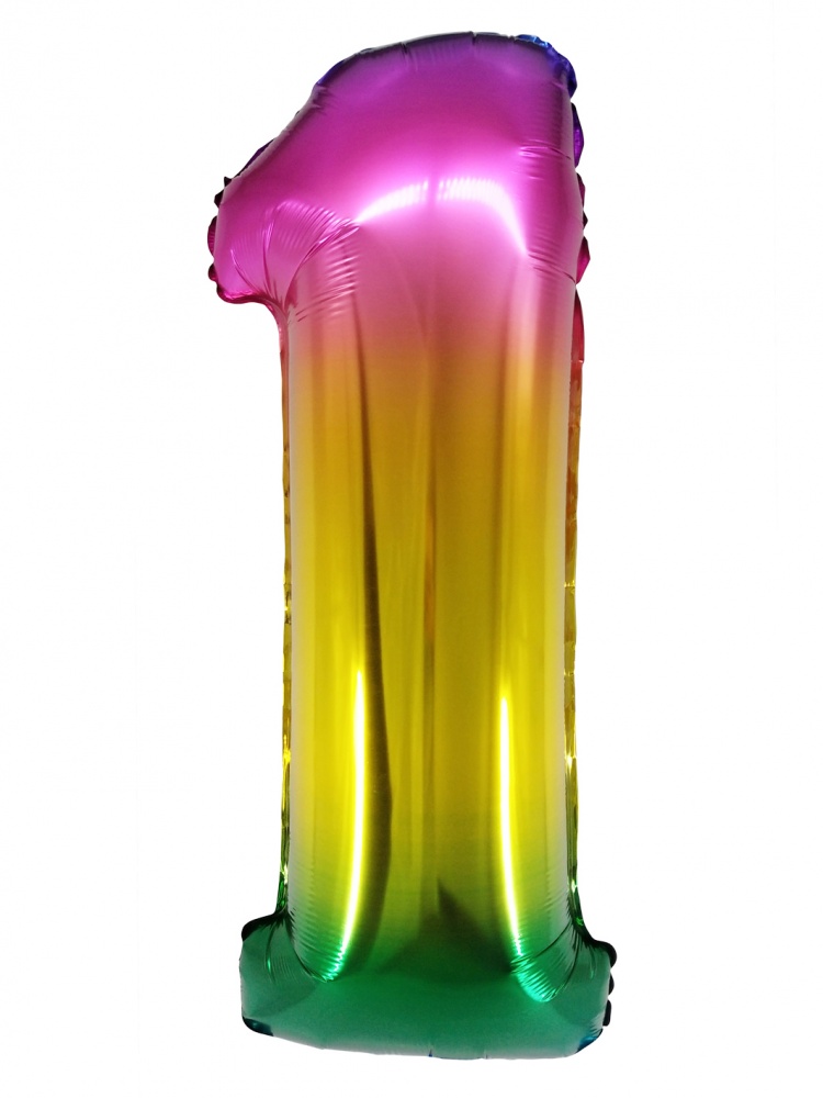 Фольгированная цифра 1 Радужная (86 см)
