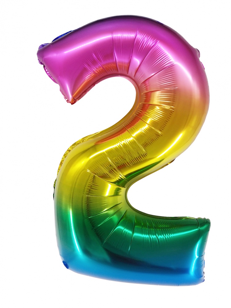 Фольгированная цифра 2 Радужная (86 см)