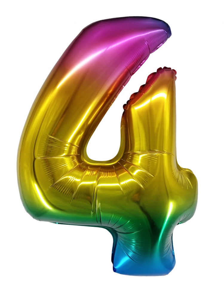 Фольгированная цифра 4 Радужная (86 см)