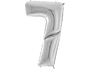 Фольгированная цифра 7 Гигантская, Серебро (123 см)
