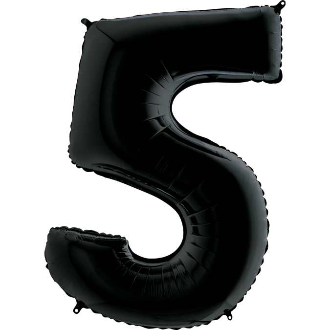 Фольгированная цифра 5 черный (102 см)