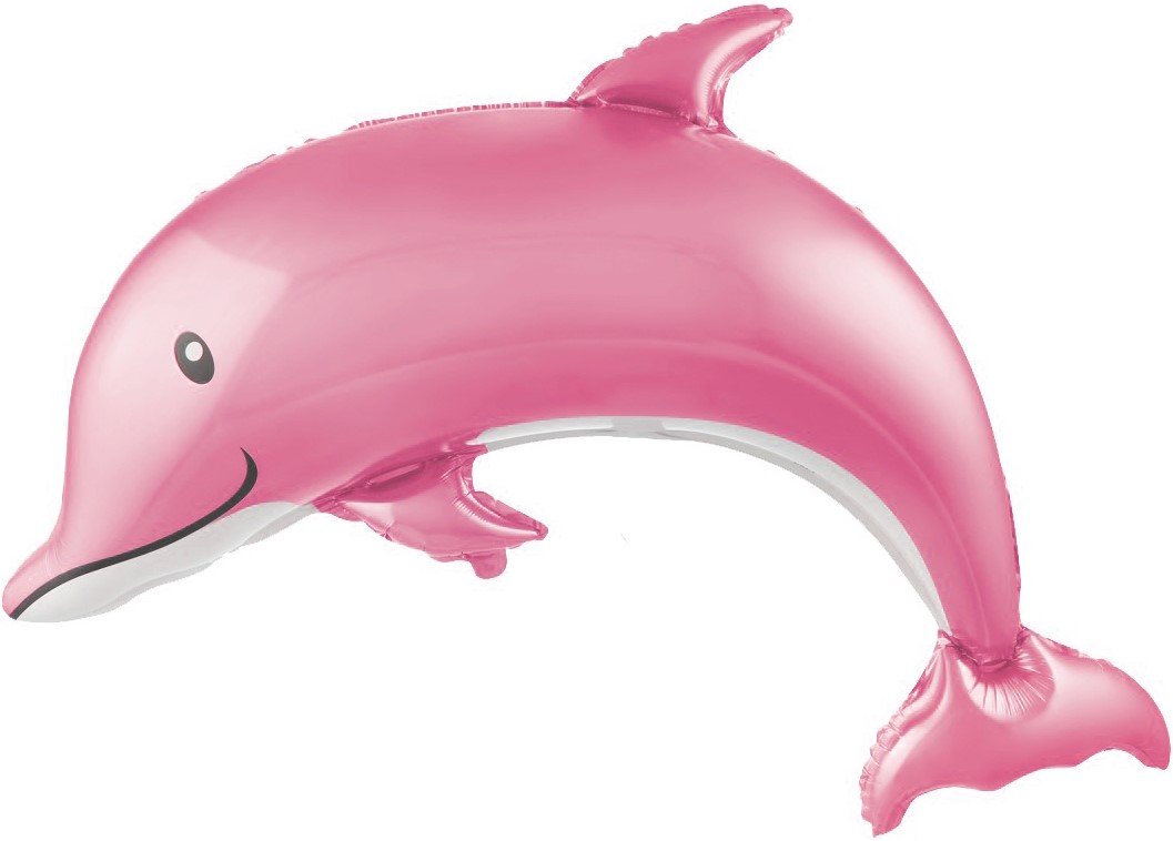 Фольгированная фигура Дельфин, розовый (117 см)