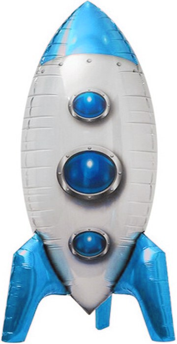 Фольгированный 3D шар, Ракета, синяя (81 см)