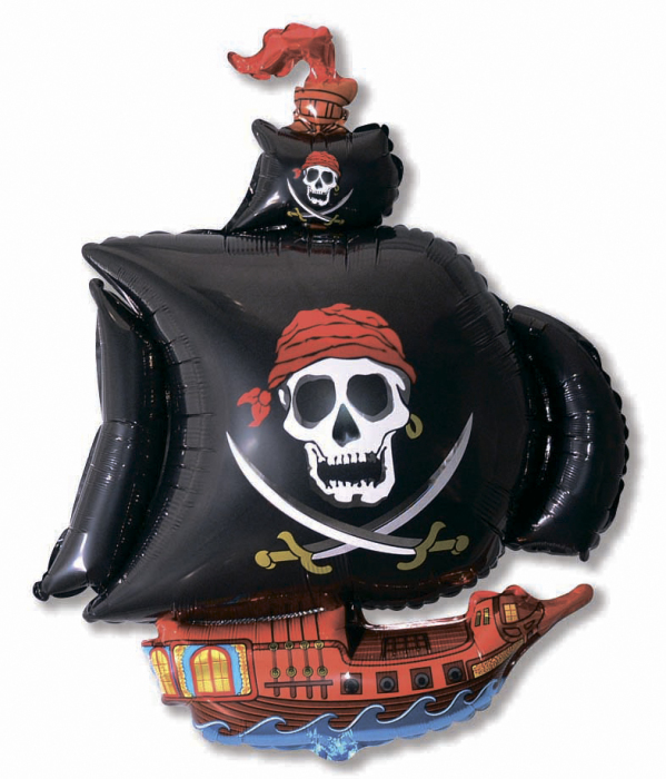 Фольгированная фигура, Пиратский корабль, черный (104 см)