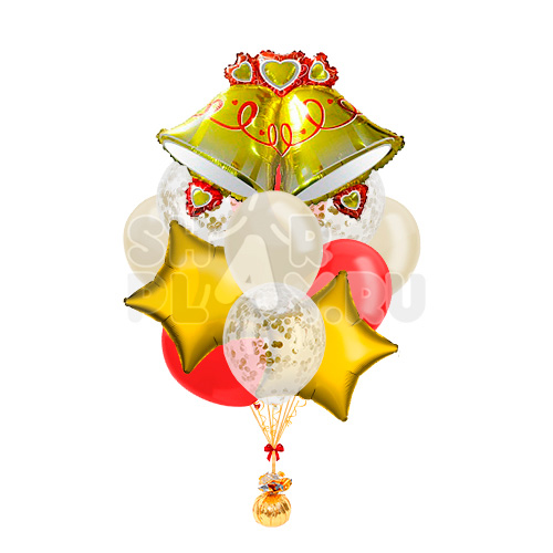 Фонтан с колокольчиками и золотыми звездами