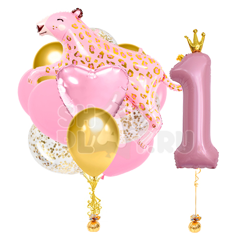 Готовое оформление облако, Воздушный леопард, Розовый/Золотой