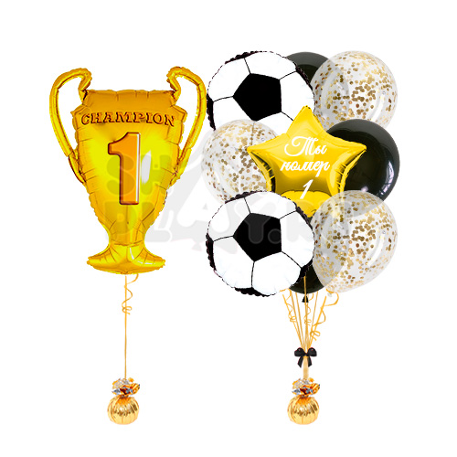 Готовое оформление "Футбол, Чемпион", Черный/Золотой