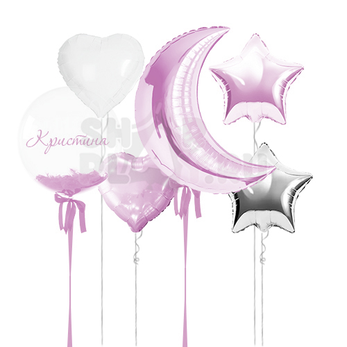 Готовое оформление "Нежный сон", Розовый/Белый/серебро