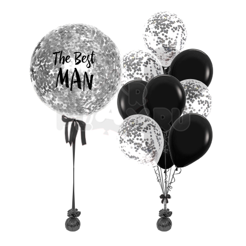 Готовое оформление на День Рождения, "Черная классика", Черный/Белый/Серебро хром