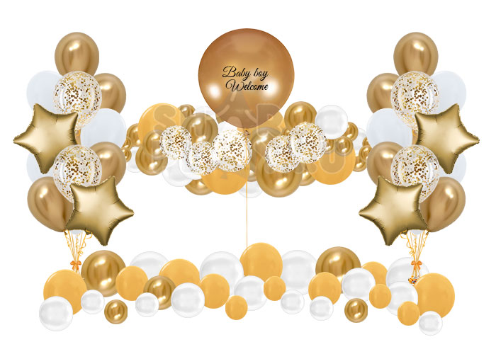 Готовое оформление "Золотое с белым", Золотой хром/конфетти и белый