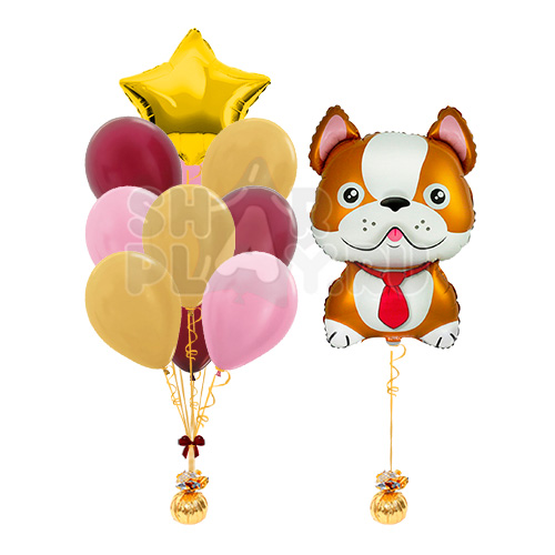 Готовое оформление "Английский Бульдог", Бордовый/Золотой/Розовый