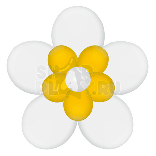 Цветок с лепестками, белый с золотым (40 см)