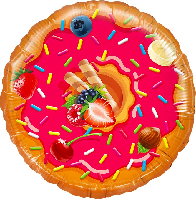 Фольгированный Круг, Пончик с фруктами (46 см)