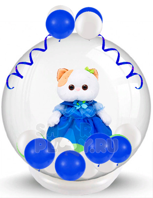 Шар с игрушкой Кошечка Ли-Ли в синем платье (60 см)