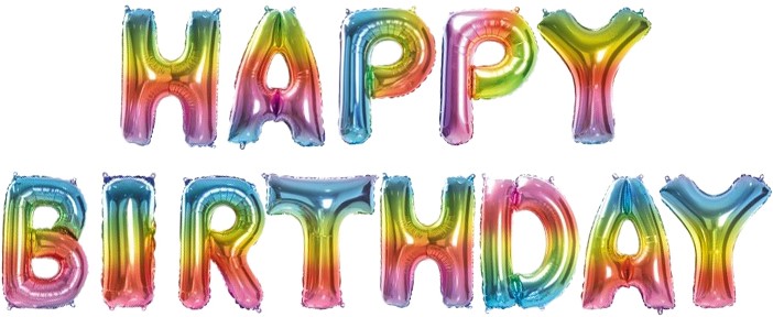 Набор шаров-букв (14''/36 см) Мини-Надпись "Happy Birthday", Радужный, Градиент, 1 шт.