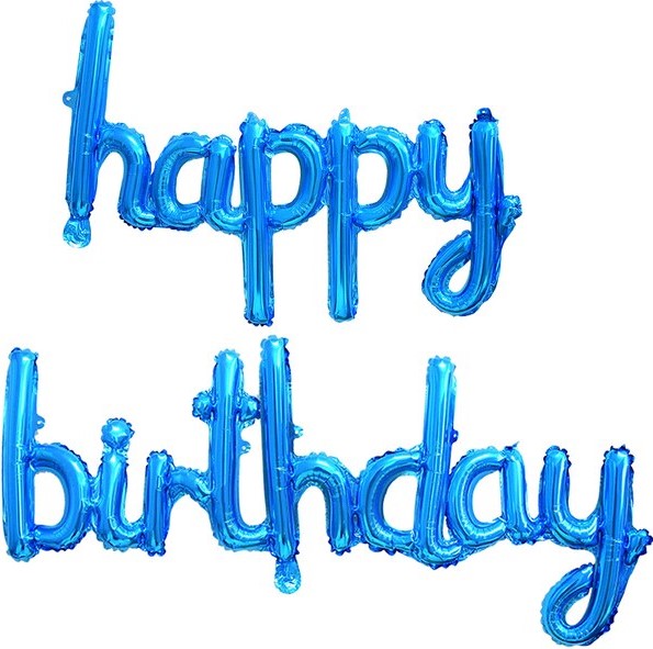 Набор шаров (17''/43 см) Мини-Надпись "Happy Birthday", Синий, 1 шт.