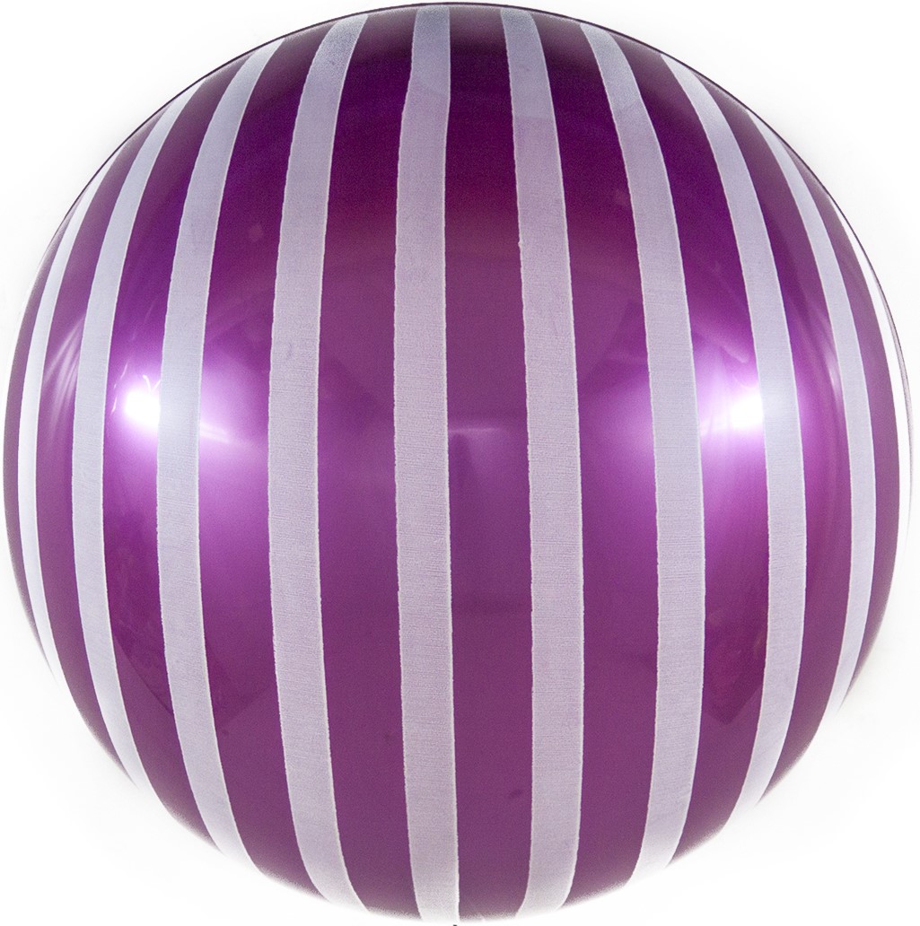 Шар (18''/46 см) Сфера, Deco Bubble, Белые полосы, Фуше, 1 шт. в уп.