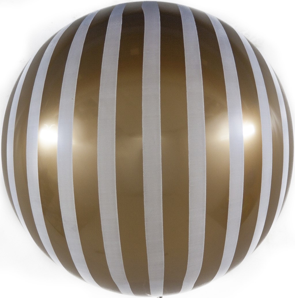 Шар (18''/46 см) Сфера, Deco Bubble, Белые полосы, Золото, 1 шт. в уп.