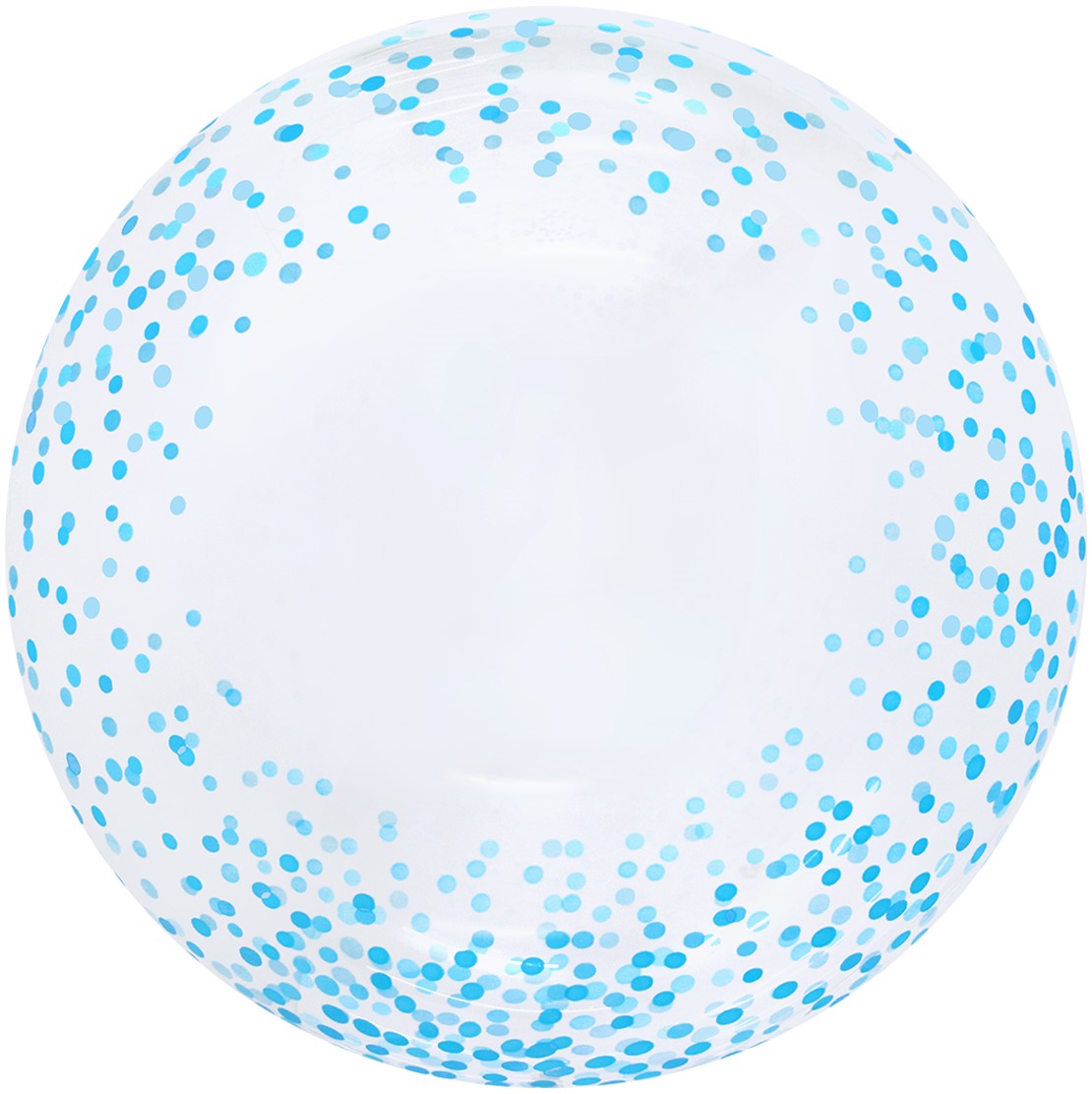 Шар (20''/51 см) Сфера, Deco Bubble, Голубое конфетти, Прозрачный, Кристалл, 1 шт. в уп.