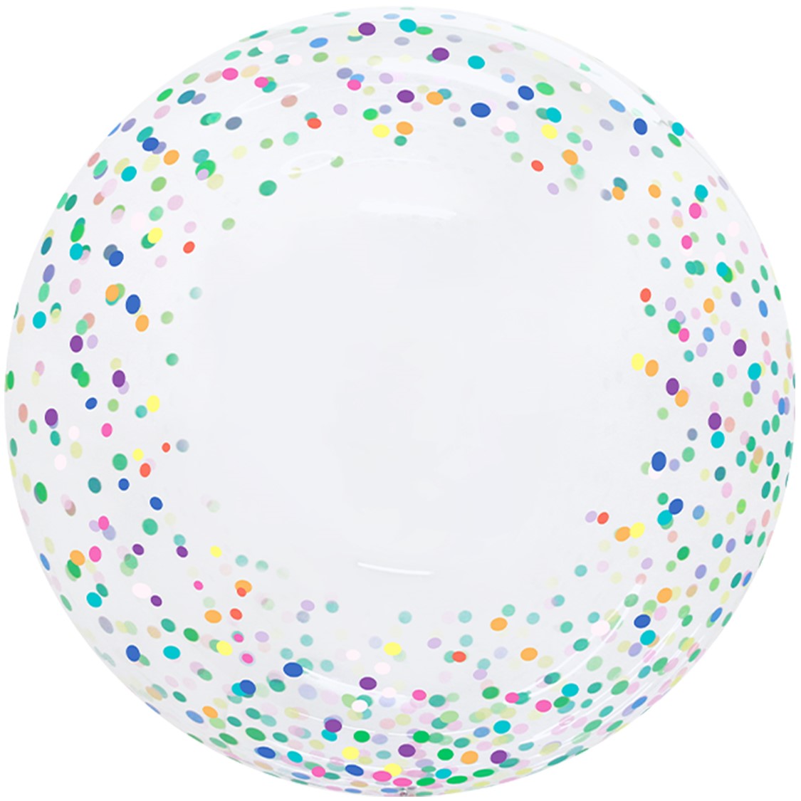 Шар (20''/51 см) Сфера, Deco Bubble, Разноцветное конфетти, Прозрачный, Кристалл, 1 шт. в уп.