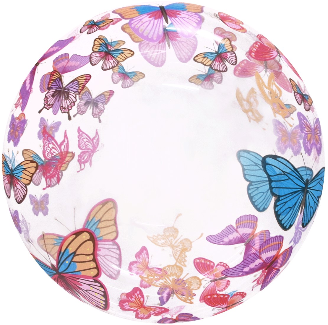 Шар (20''/51 см) Сфера, Deco Bubble, Бабочки, Прозрачный, Кристалл, 1 шт. в уп.
