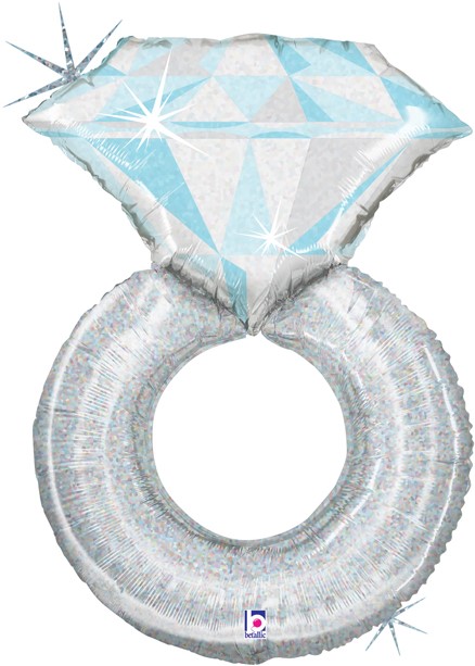 Шар (31''/79 см) Фигура, Кольцо с бриллиантом, Серебро, Голография, 1 шт.