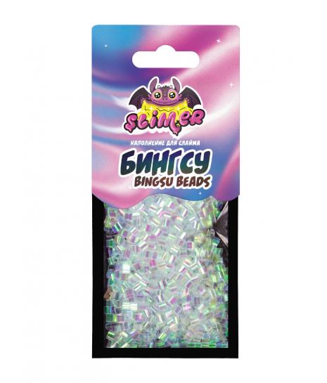 Наполнение для слайма, Slimer, Бингсу Beads, Белый, Голография, 2,5 г. 