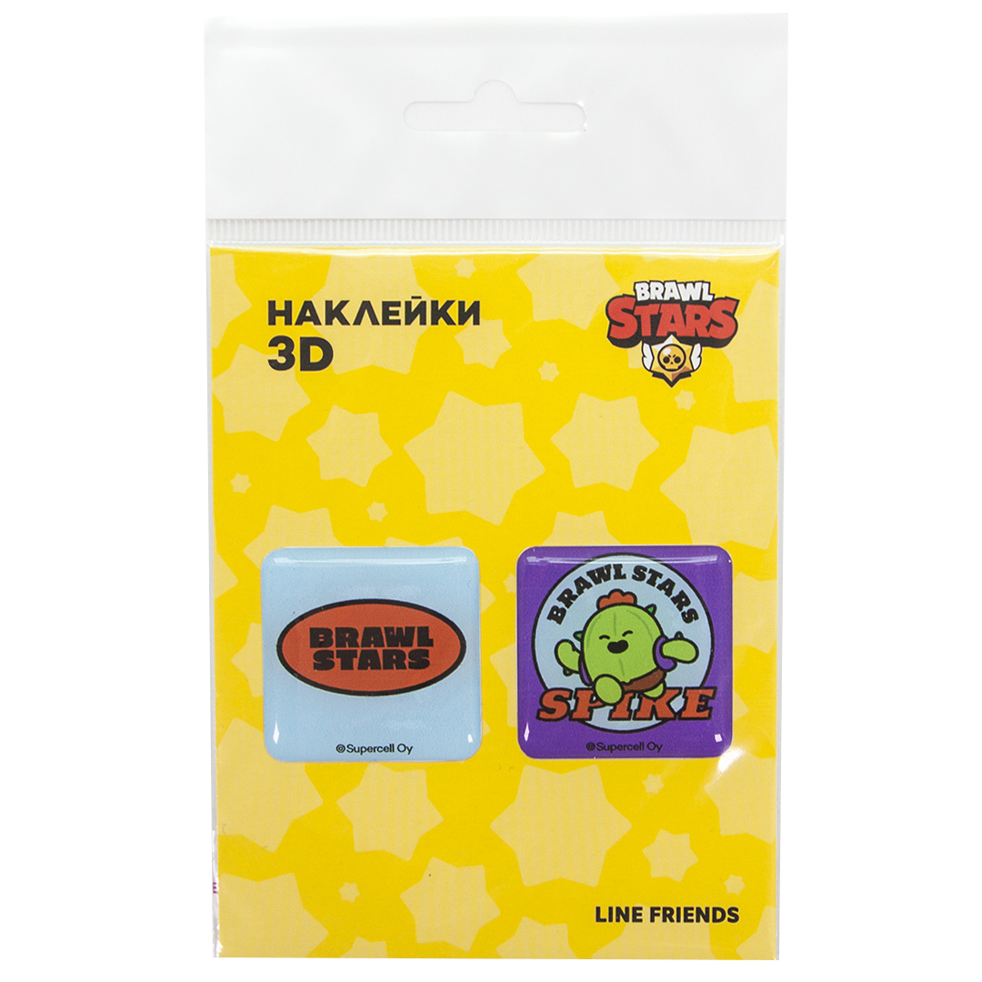 Наклейки 3D (2 шт на листе) Бравл Старс, Спайк, дизайн №9, 3*3 см, 1 шт.