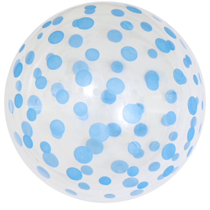 Шар (18''/46 см) Сфера, Deco Bubble, Голубое конфетти, Прозрачный, Кристалл, 1 шт.
