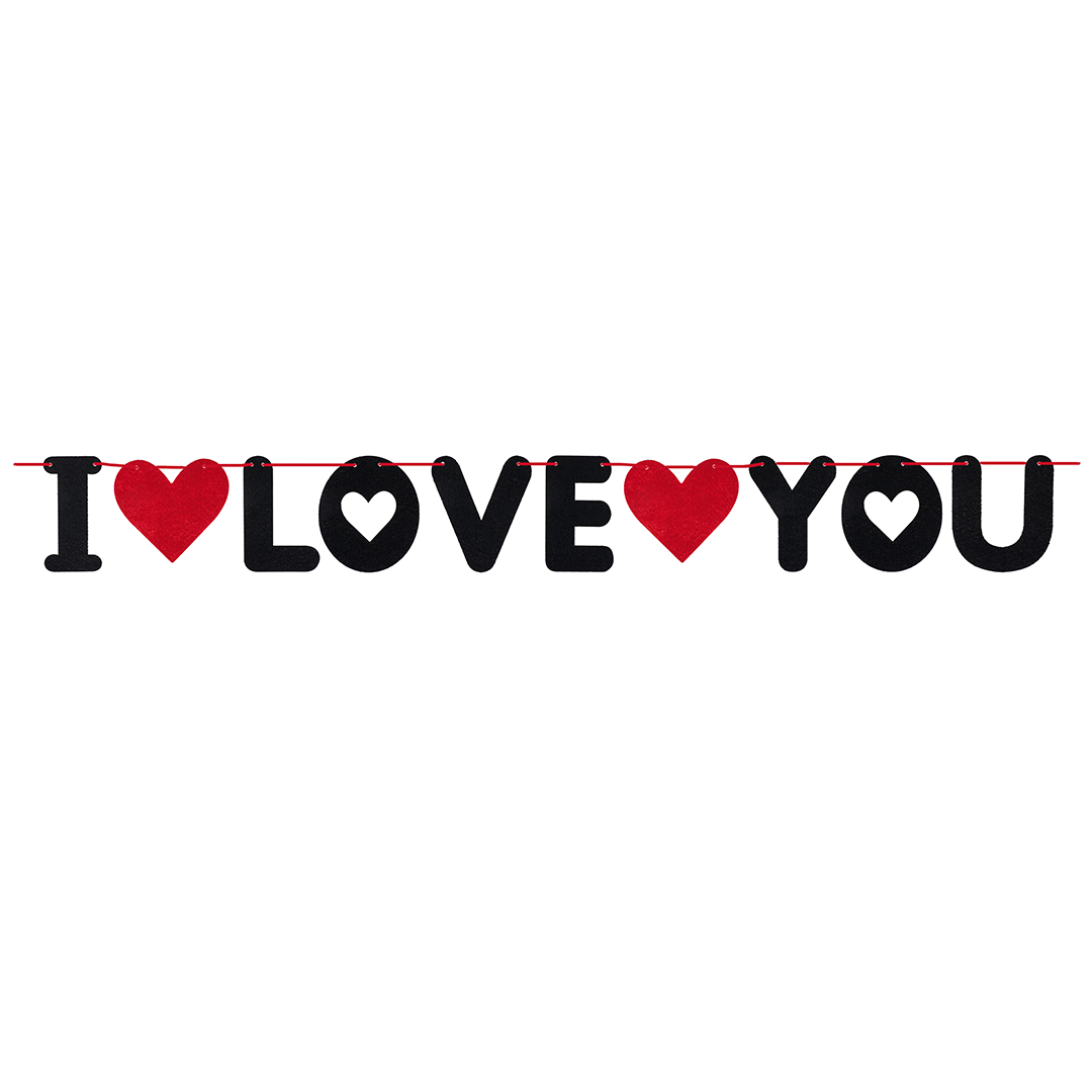 Гирлянда из фетра, I love you (сердца), 100 см, 16*12 см, 1 шт.