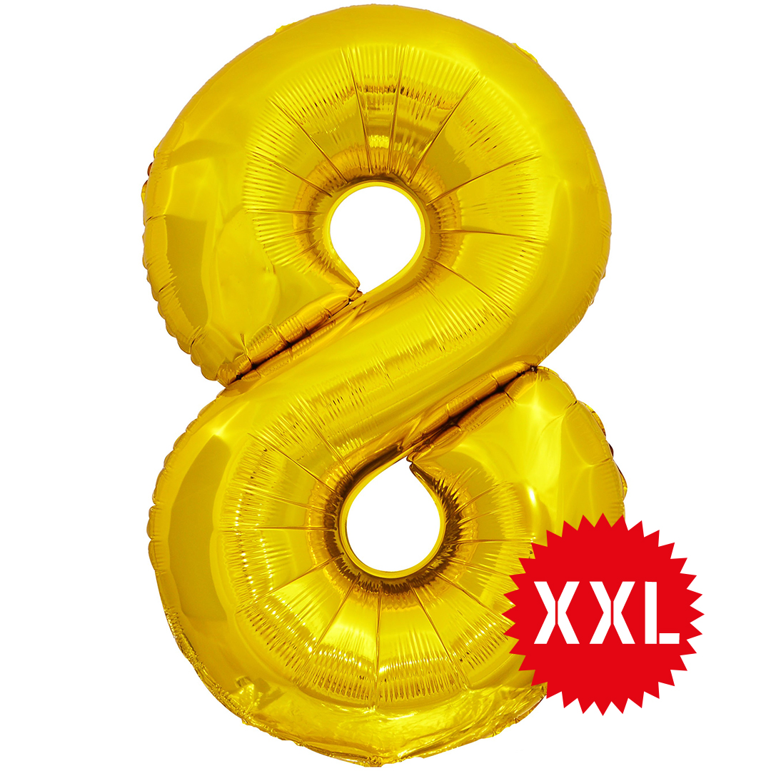 Шар (50''/127 см) Цифра, 8 XXL, Золото, 1 шт. в уп.