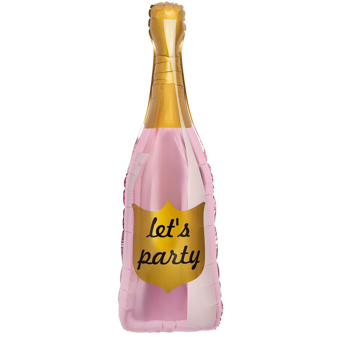 Шар (40''/102 см) Фигура, Бутылка Шампанское, Let`s Party, Розовый, 1 шт.