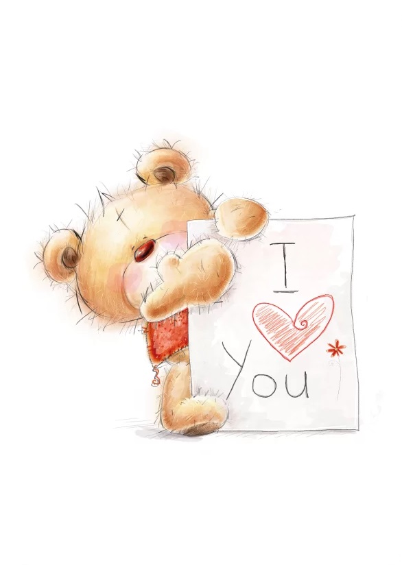 Бирки для подарков, I love you (плюшевый мишка), 5*7 см, 10 шт.