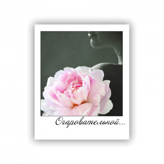 Мини - открытка, Очаровательной...(цветок), 9*10,5 см, 10 шт.
