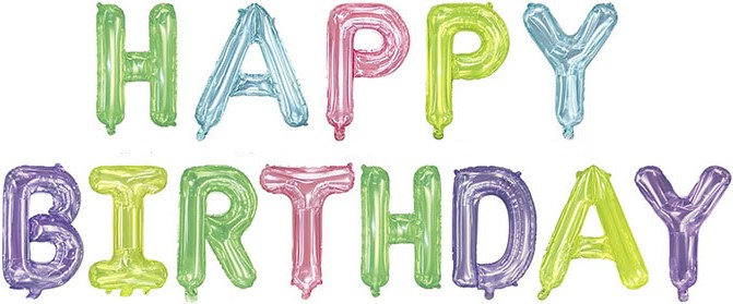 Набор шаров-букв (16''/41 см) Мини-Надпись "Happy Birthday", Ассорти, Кристалл, 1 шт.