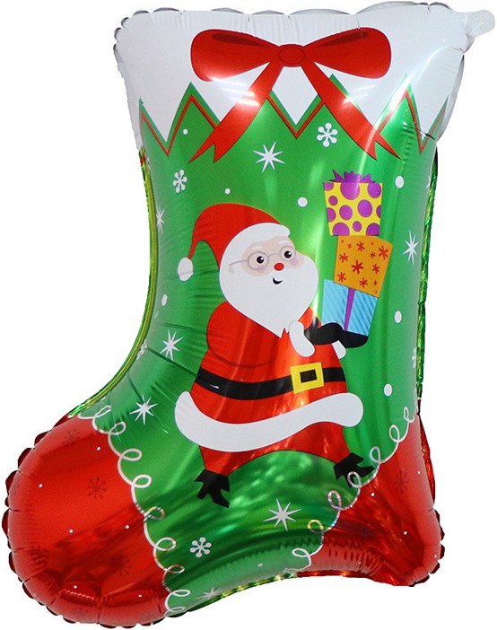 Шар (25''/64 см) Фигура, Новогодний носок с подарками, 1 шт.