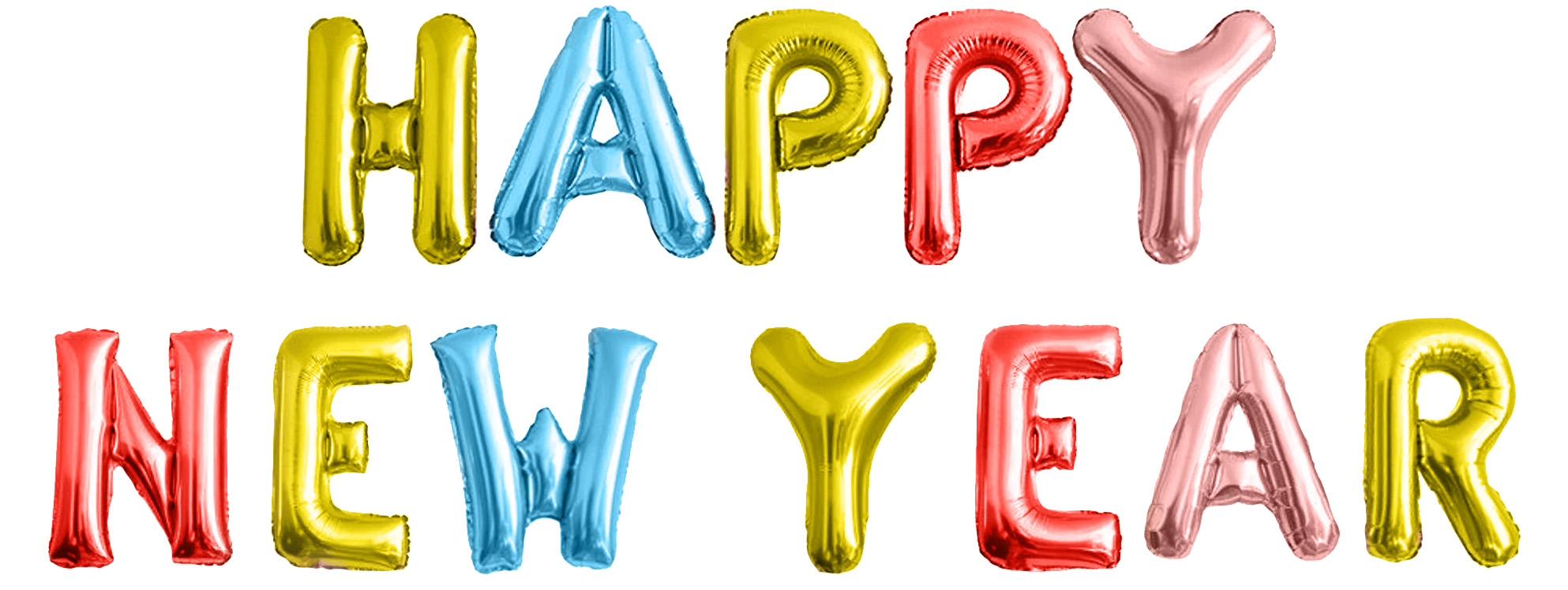 Набор шаров-букв (16''/41 см) Мини-Надпись "Happy New Year", Ассорти, 1 шт.