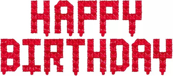 Набор шаров-букв (16''/41 см) Мини-Надпись "Happy Birthday", Пиксели, Красный, 1 шт.
