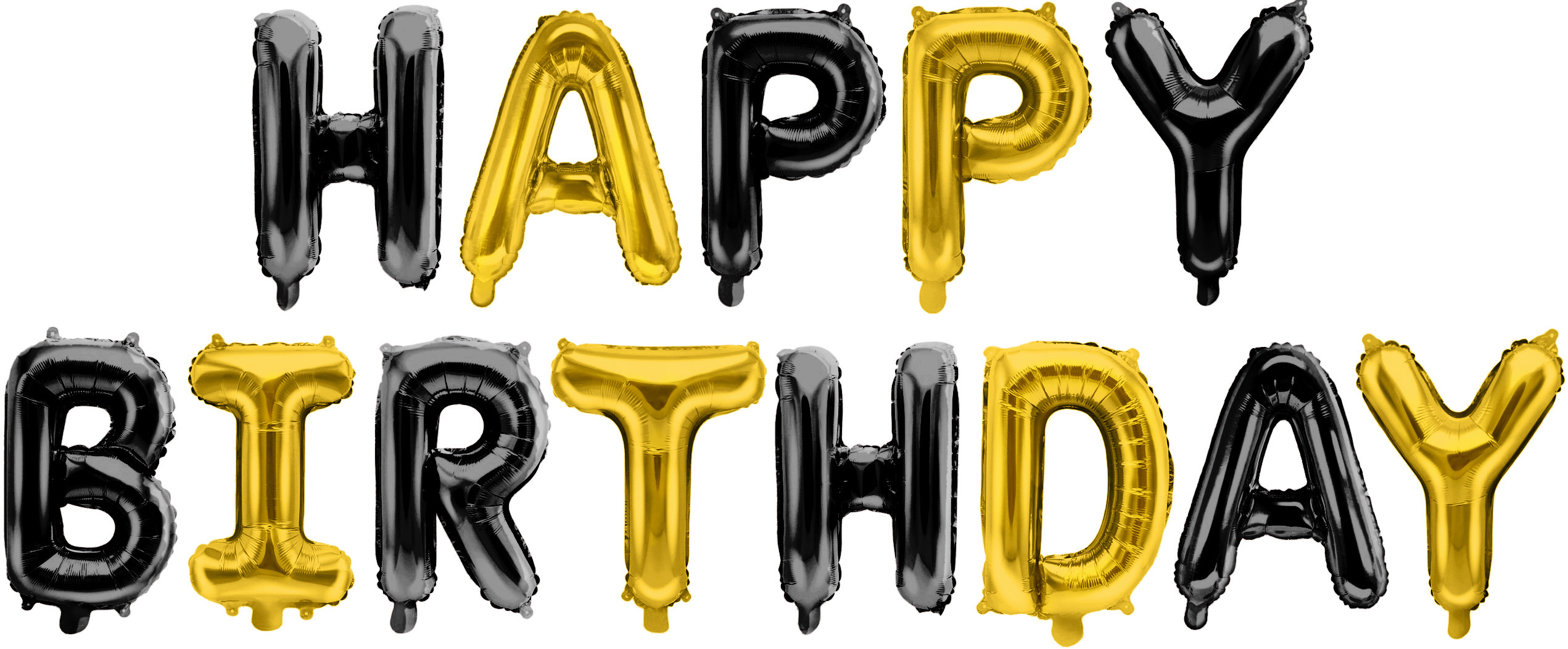Набор шаров-букв (16''/41 см) Мини-Надпись "Happy Birthday", Черный/Золото, 1 шт.